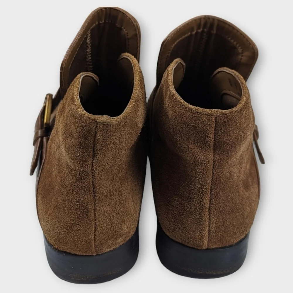 Women’s Brown Leather Buckle Ankle Boot